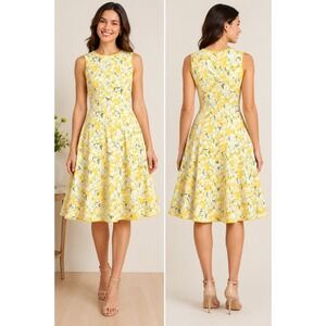 Bright & Beautiful Astrid Buttercup Floral Fit Flare Dress NWT Yellow US 2‎
